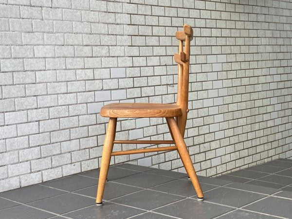 アーコール Ercol ダブルバックチェア イエロードット スタッキング スクールチェア キッズチェア エルム材 花台 ビンテージ 英国家具 ■