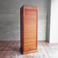 ビンテージ Vintage チーク材 蛇腹扉 スリム キャビネット ファイリングキャビネット  5段 W50cm ♪