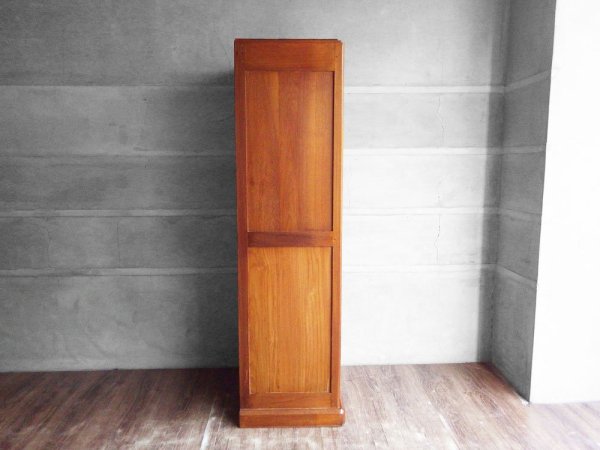 ビンテージ Vintage チーク材 蛇腹扉 スリム キャビネット ファイリングキャビネット  5段 W50cm ♪