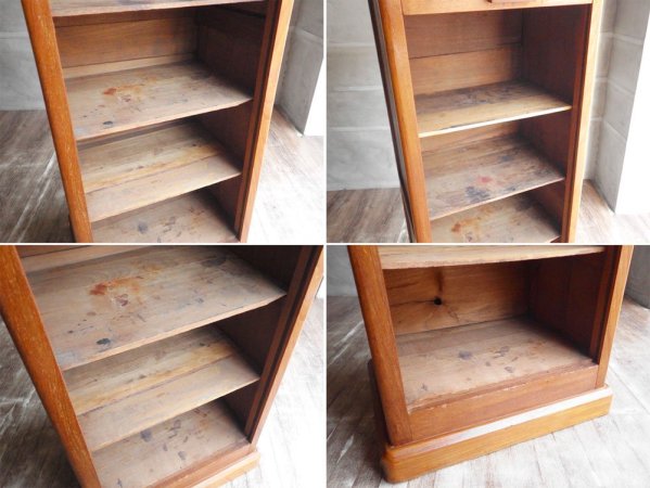 ビンテージ Vintage チーク材 蛇腹扉 スリム キャビネット ファイリングキャビネット  5段 W50cm ♪