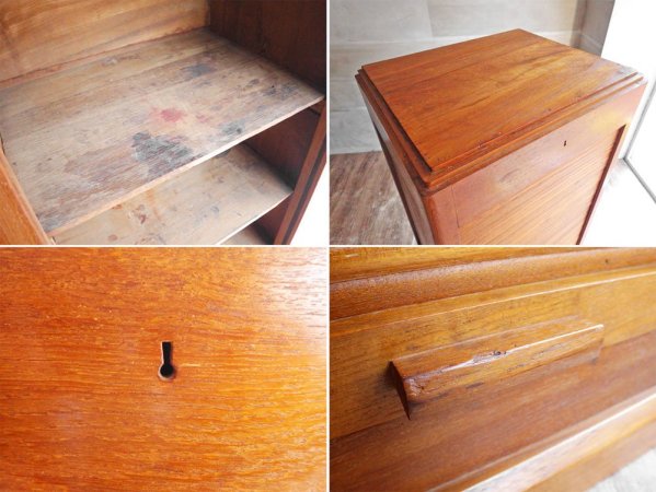 ビンテージ Vintage チーク材 蛇腹扉 スリム キャビネット ファイリングキャビネット  5段 W50cm ♪