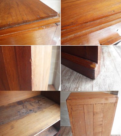 ビンテージ Vintage チーク材 蛇腹扉 スリム キャビネット ファイリングキャビネット  5段 W50cm ♪