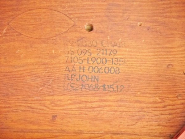 B.P.John Furniture USビンテージ 木製 ダイニングチェア レッド ドットパターン ファブリック 米軍家具 ミッドセンチュリー ◇