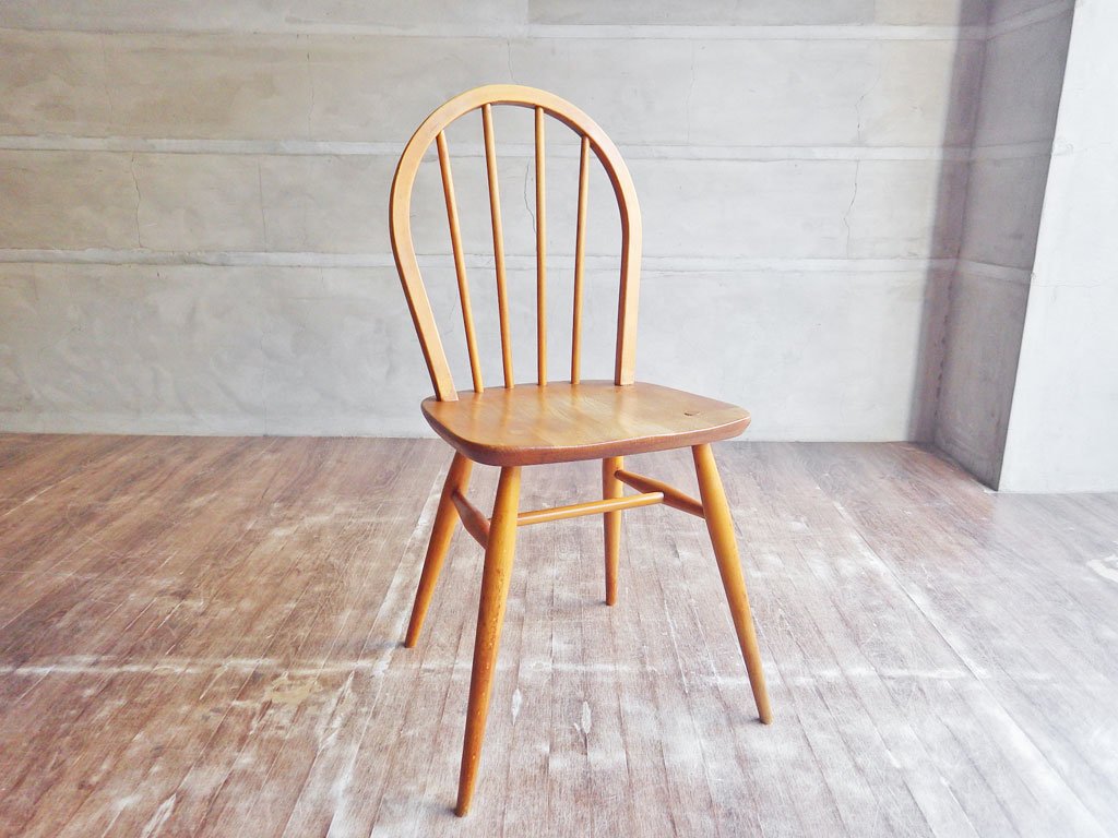 アーコール Ercol フープバックチェア スポークバックチェア ダイニングチェア エルム材 UKビンテージ 英国家具 ♪