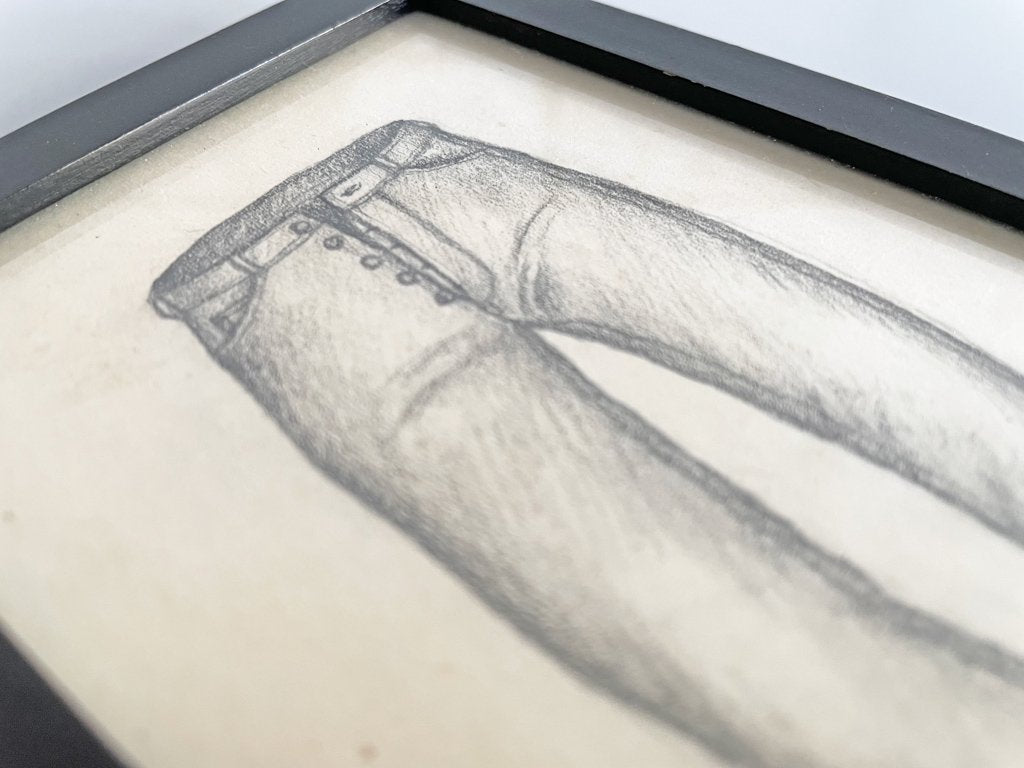大橋歩 平凡パンチ 肉筆画 鉛筆画 額装品 10×13cm ジーンズ ●