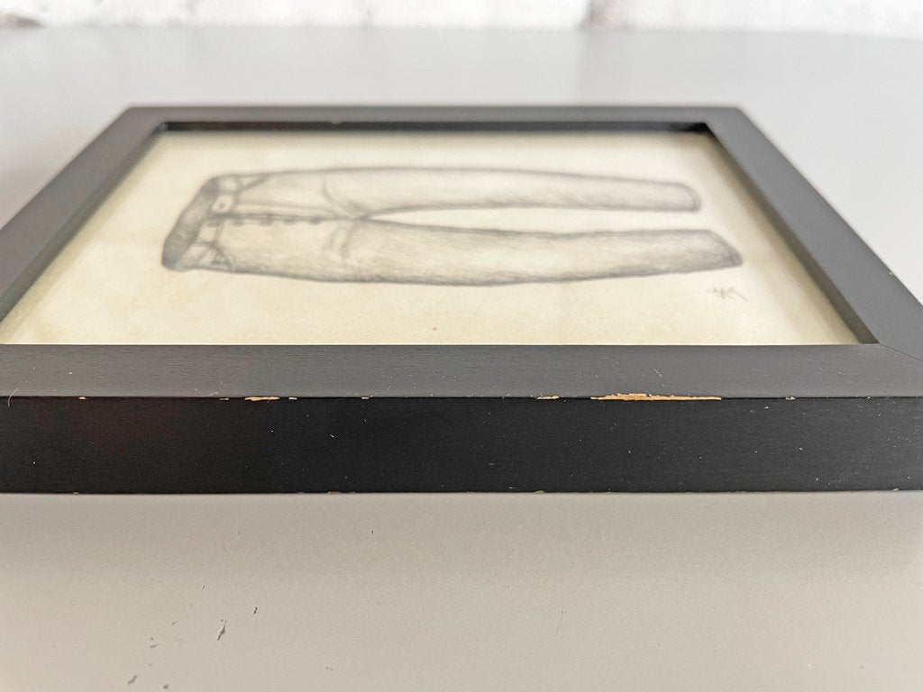 大橋歩 平凡パンチ 肉筆画 鉛筆画 額装品 10×13cm ジーンズ ●