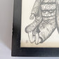 大橋歩 平凡パンチ 肉筆画 鉛筆画 額装品 8×13cm 人物画 女の子 着物 ●