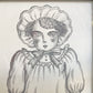 大橋歩 平凡パンチ 肉筆画 鉛筆画 額装品 10.5×15cm 人物画 赤ちゃん ●