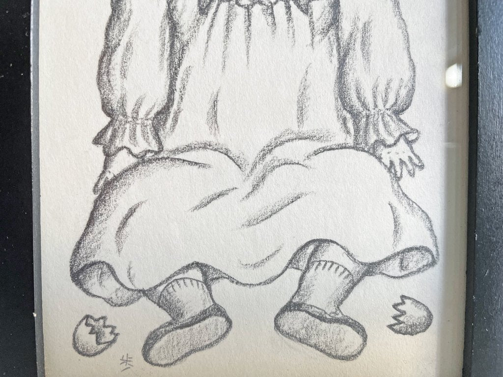 大橋歩 平凡パンチ 肉筆画 鉛筆画 額装品 10.5×15cm 人物画 赤ちゃん ●