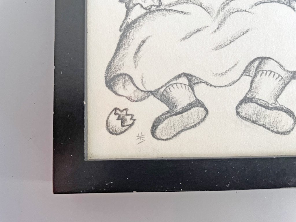 大橋歩 平凡パンチ 肉筆画 鉛筆画 額装品 10.5×15cm 人物画 赤ちゃん ●