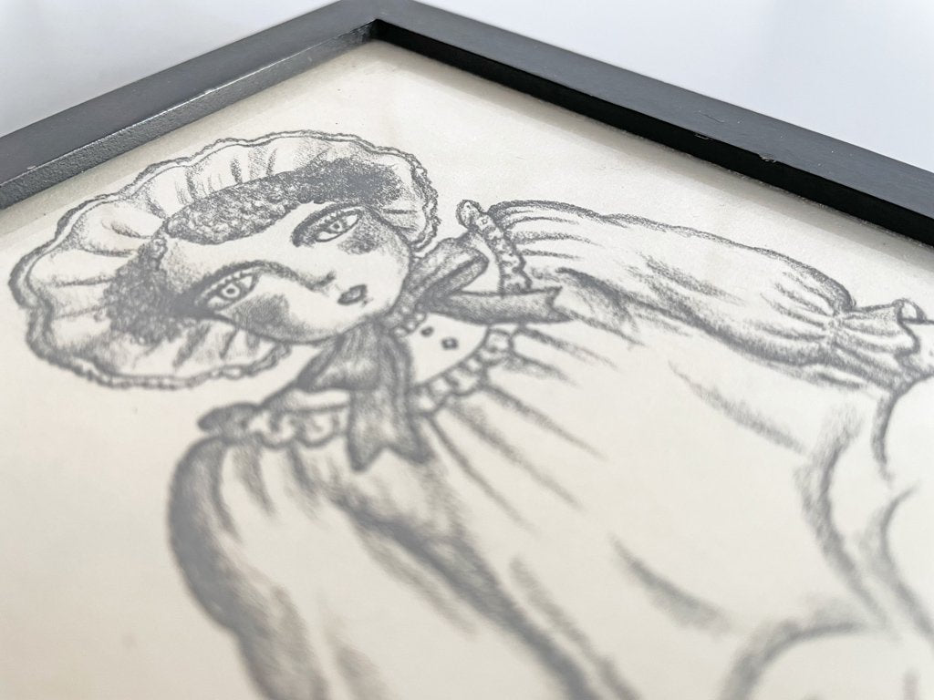 大橋歩 平凡パンチ 肉筆画 鉛筆画 額装品 10.5×15cm 人物画 赤ちゃん ●