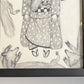 大橋歩 平凡パンチ 肉筆画 鉛筆画 一部着色 額装品 16×22cm 女の子 狐 着物 ●