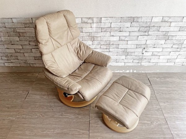 エコーネス EKORNES レノ RENO ストレスレスチェア stressless リクライニングチェア オットマン付 サンド ノルウェー ●