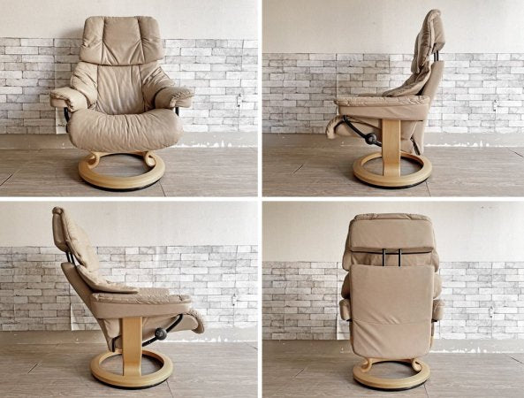 エコーネス EKORNES レノ RENO ストレスレスチェア stressless リクライニングチェア オットマン付 サンド ノルウェー ●