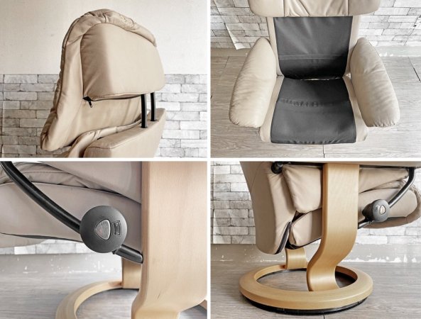 エコーネス EKORNES レノ RENO ストレスレスチェア stressless リクライニングチェア オットマン付 サンド ノルウェー ●