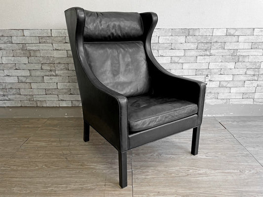 フレデリシア FREDERICIA 2204 ウイングバックチェア 2204 Wing Back Chair  レザー ブラック ボーエモーエンセン ビンテージ 現状品●