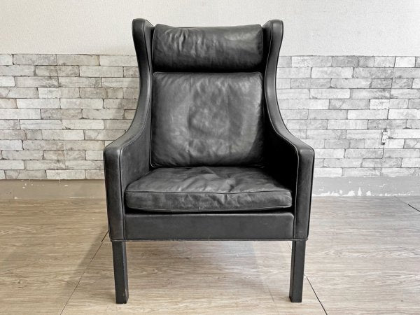 フレデリシア FREDERICIA 2204 ウイングバックチェア 2204 Wing Back Chair  レザー ブラック ボーエモーエンセン ビンテージ 現状品●