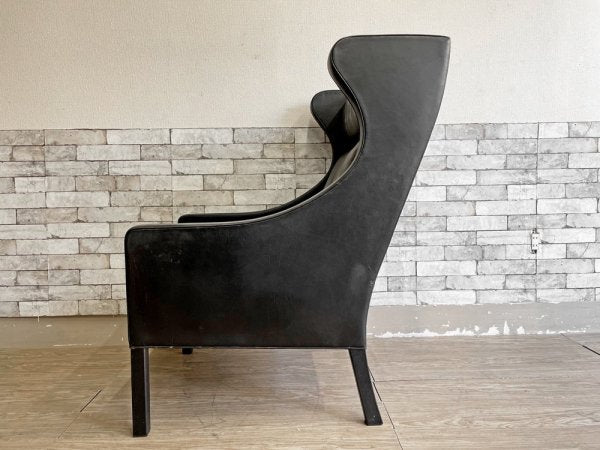 フレデリシア FREDERICIA 2204 ウイングバックチェア 2204 Wing Back Chair  レザー ブラック ボーエモーエンセン ビンテージ 現状品●