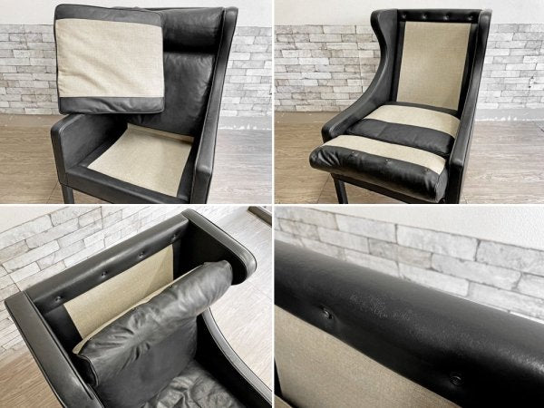 フレデリシア FREDERICIA 2204 ウイングバックチェア 2204 Wing Back Chair  レザー ブラック ボーエモーエンセン ビンテージ 現状品●