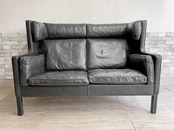 フレデリシア FREDERICIA 2192 クーペ ソファ 2P 2192 Coupe Sofa 2P  レザー ブラック ボーエモーエンセン ビンテージ 現状品 ●