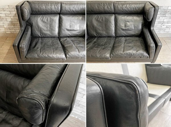 フレデリシア FREDERICIA 2192 クーペ ソファ 2P 2192 Coupe Sofa 2P  レザー ブラック ボーエモーエンセン ビンテージ 現状品 ●