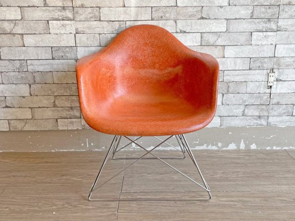 ハーマンミラー Herman Miller アームシェルチェア 2ndビンテージ FRP製 オレンジ 座高35cm キャッツクレイドルベース C&R イームズ ミッドセンチュリー ●