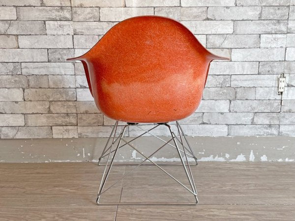 ハーマンミラー Herman Miller アームシェルチェア 2ndビンテージ FRP製 オレンジ 座高35cm キャッツクレイドルベース C&R イームズ ミッドセンチュリー ●