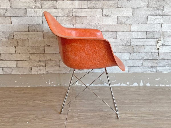 ハーマンミラー Herman Miller アームシェルチェア 2ndビンテージ FRP製 オレンジ 座高35cm キャッツクレイドルベース C&R イームズ ミッドセンチュリー ●