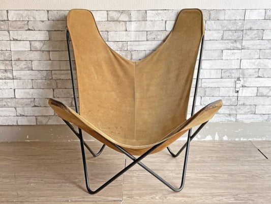 ビンテージ Vintage ビーケーエフ BKF バタフライチェア Butterfly Chair スエード レザー 本革 Jorge Ferrari Hardoy 希少 ●