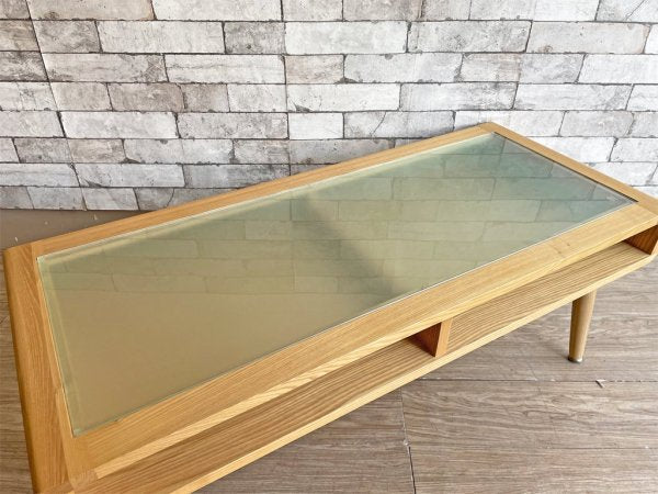 東馬 tohma スキット105 ローテーブル センターテーブル ガラス天板 ナチュラル ●