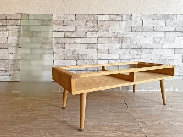 東馬 tohma スキット105 ローテーブル センターテーブル ガラス天板 ナチュラル ●
