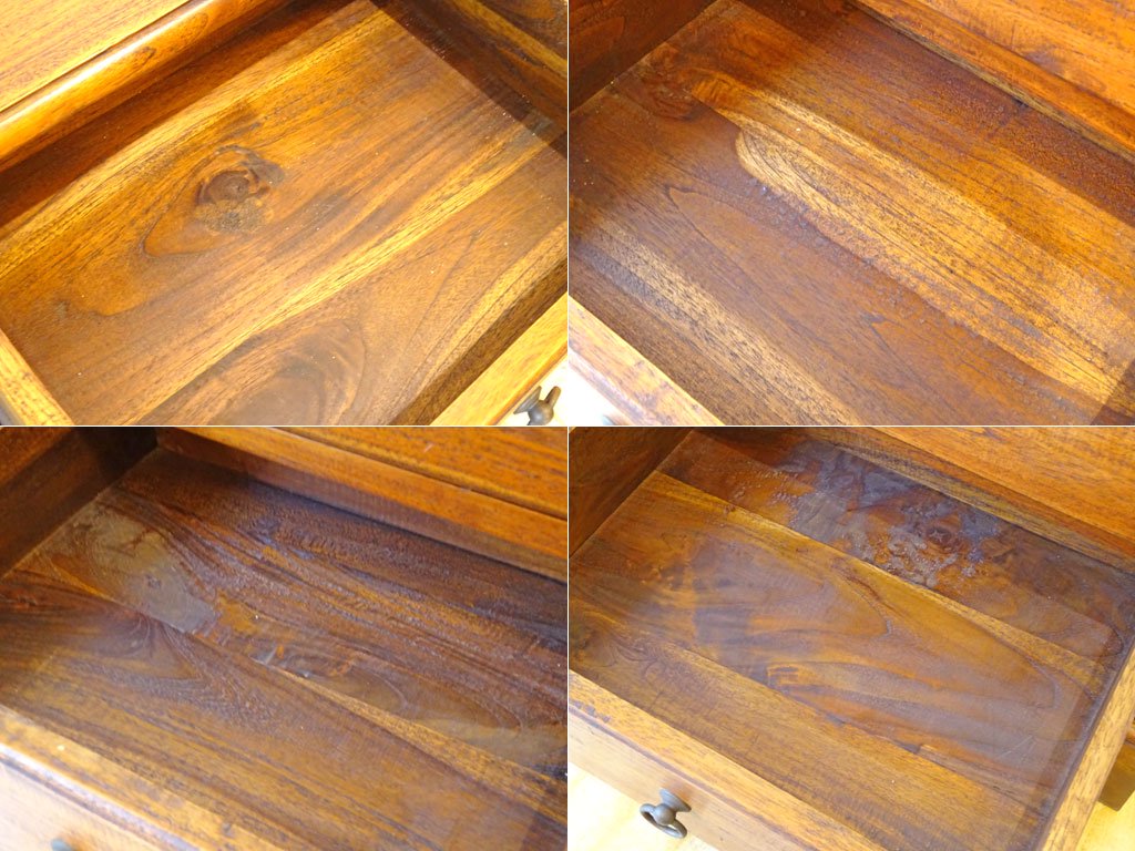 アジアン家具 Asian Furniture チーク無垢材 サイドチェスト 4dr 小抽斗 リゾートスタイル ★