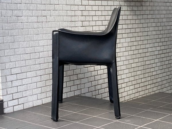 カッシーナ Cassina キャブ アームチェア 413 CAB 本革 ブラック マリオ・ベリーニ イタリア製 モダン MoMA ■