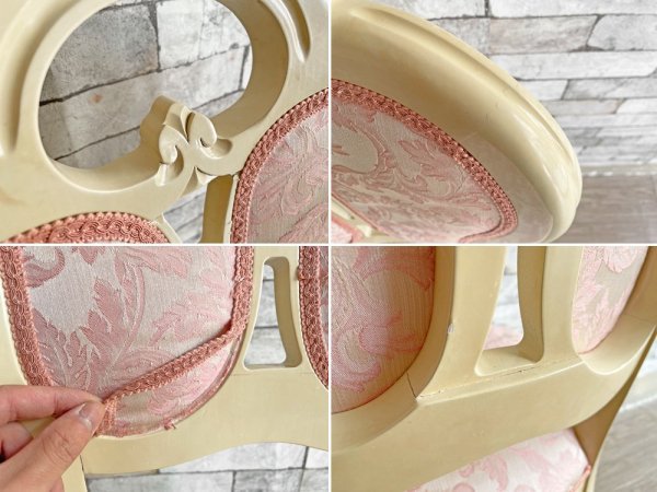 サルタレッリモビリ Saltarelli MOBILI フローレンス FLORENCE ダイニングチェア 2脚セット 布張り アイボリー ピンク クラシカル イタリア 定価総額￥87,560- B ●