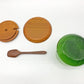 AKTA BANGKOK TEAK ガラス × チーク材 シュガーポット マスタードポット 調味料入れ 蓋・コースター・スプーン付き スウェーデンビンテージ 北欧食器 ●