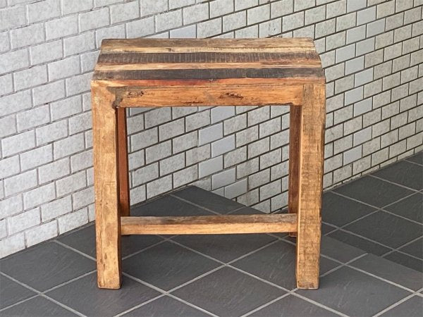 ビンテージ サイドテーブル スツール 古材 リメイク 再構築 クラフト家具 ■