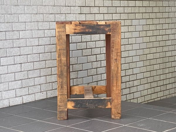 ビンテージ サイドテーブル スツール 古材 リメイク 再構築 クラフト家具 ■