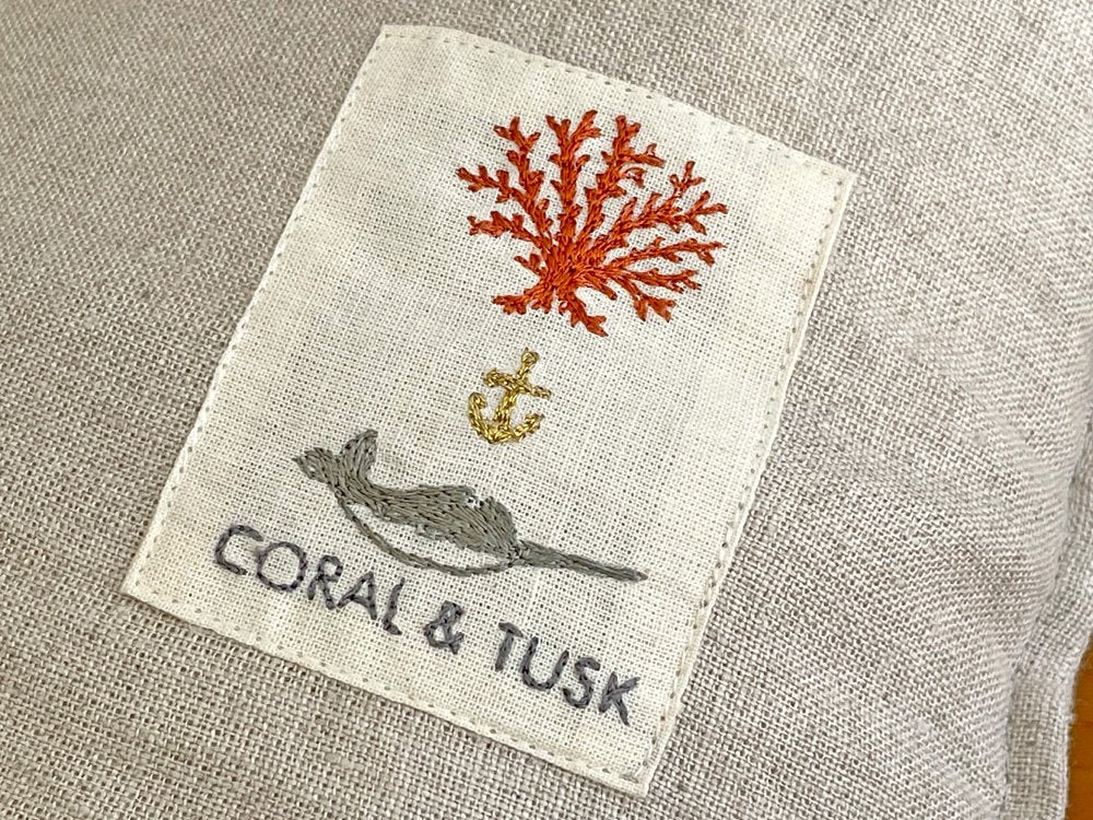 コーラル&タスク CORAL&TUSK ハーベスト Harvest クッション 刺繍 リネン100％ 30×30cm H.P.FRANCE取扱い ●