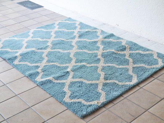 アクメファニチャー ACME Furniture ラインズC ラグマット LINES C RUG 160×120 cm ジオメトリックパターン ライトブルー ◇