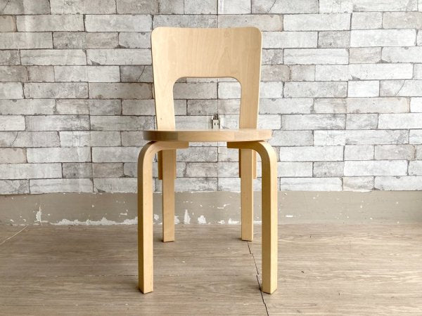 アルテック artek チェア66 Chair66 バーチ材 ダイニングチェア アルヴァ・アアルト フィンランド 北欧家具 創業80周年記念ロゴ入り A ●