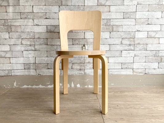 アルテック artek チェア66 Chair66 バーチ材 ダイニングチェア アルヴァ・アアルト フィンランド 北欧家具 創業80周年記念ロゴ入り A ●