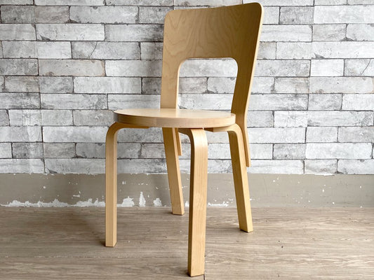 アルテック artek チェア66 Chair66 バーチ材 ダイニングチェア アルヴァ・アアルト フィンランド 北欧家具 創業80周年記念ロゴ入り B ●