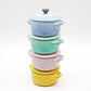 ルクルーゼ LE CREUSET ソルベ sorbet ミニココット 4個セット Φ10cm ふた付 箱付 フランス 未使用品 ●