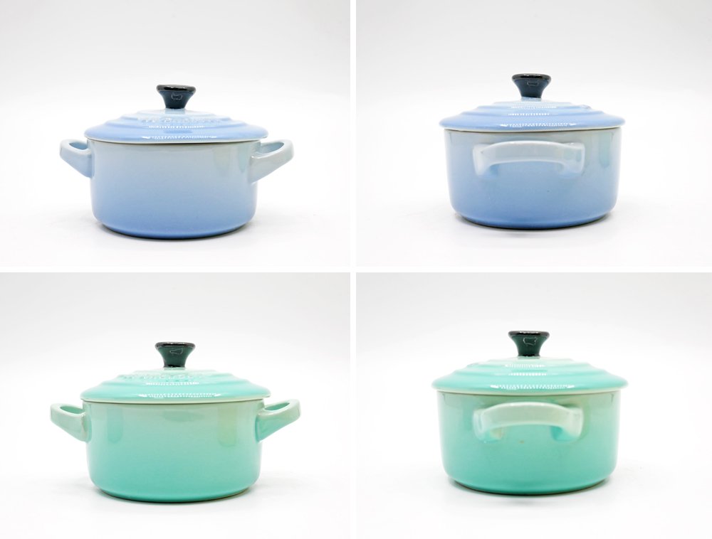 ルクルーゼ LE CREUSET ソルベ sorbet ミニココット 4個セット Φ10cm ふた付 箱付 フランス 未使用品 ●