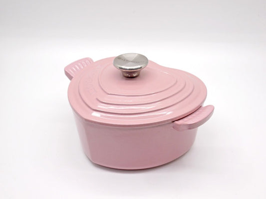 ルクルーゼ LE CREUSET ココットダムール アンティークローズ ピンク 18cm シルバーツマミ 両手鍋 キャセロール 鋳物 フランス ●