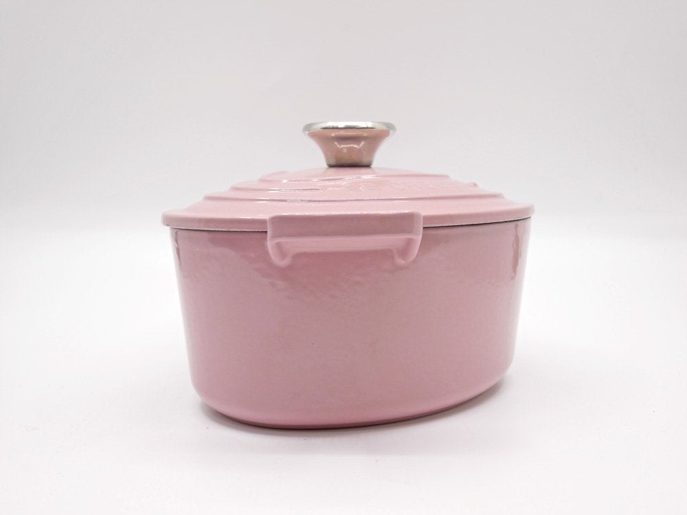 ルクルーゼ LE CREUSET ココットダムール アンティークローズ ピンク 18cm シルバーツマミ 両手鍋 キャセロール 鋳物 フランス ●