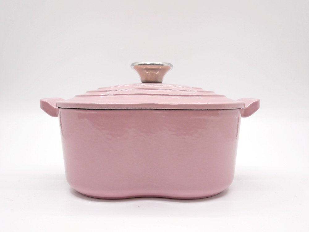 ルクルーゼ LE CREUSET ココットダムール アンティークローズ ピンク 18cm シルバーツマミ 両手鍋 キャセロール 鋳物 フランス ●