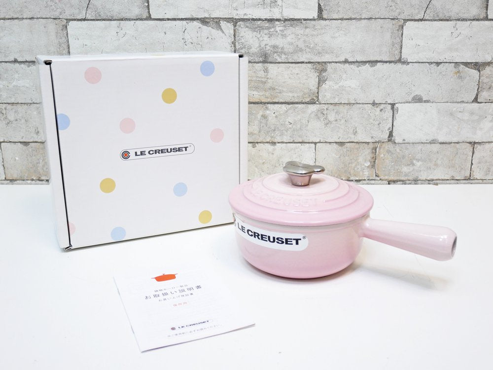 ルクルーゼ LE CREUSET ソースパン シェルピンク 16cm ベアツマミ 片手鍋 ミルクパン 鋳物 フランス 定価￥24,200- ●