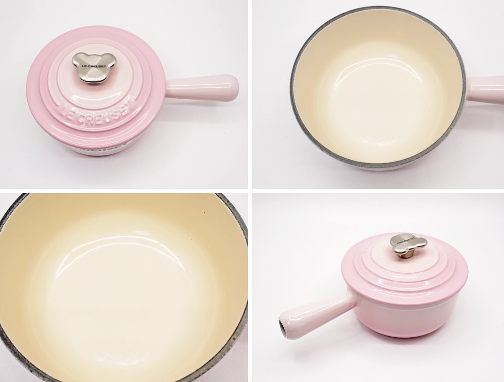 ルクルーゼ LE CREUSET ソースパン シェルピンク 16cm ベアツマミ 片手鍋 ミルクパン 鋳物 フランス 定価￥24,200- ●