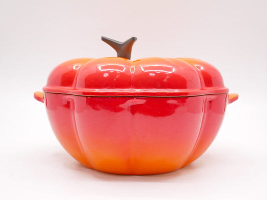 ルクルーゼ LE CREUSET ベジタブル ココット パンプキン オレンジ W25cm キャセロール 鋳物 フランス 廃番 ●